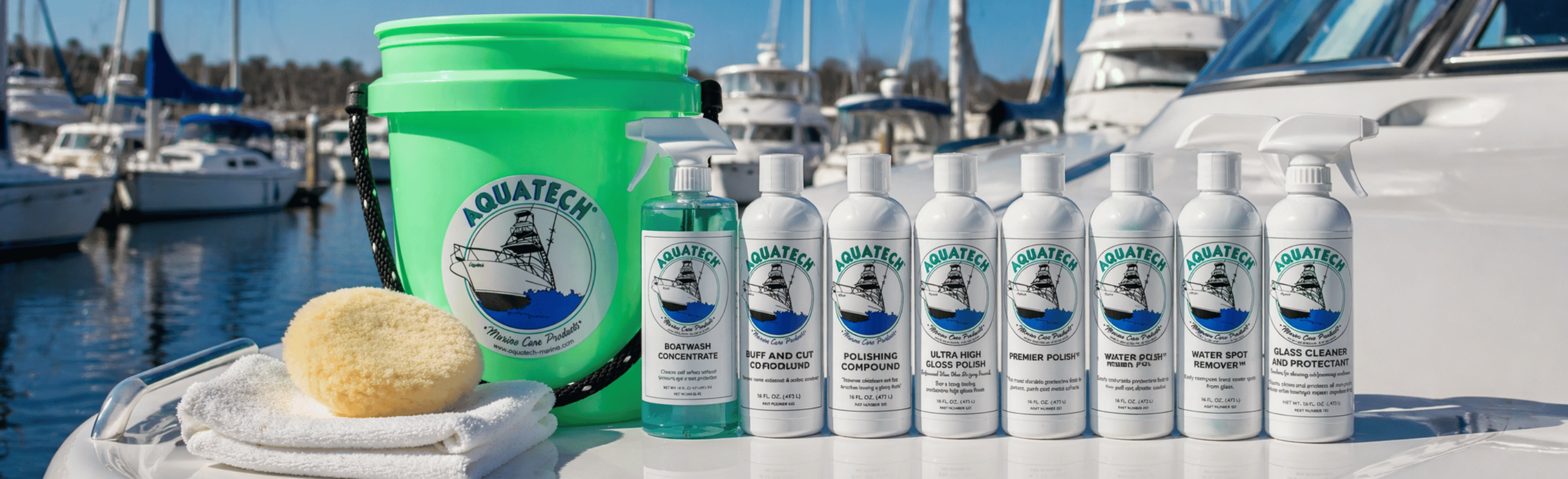 Aquatech marine care bundle displayed as a complete boat detailing kit
