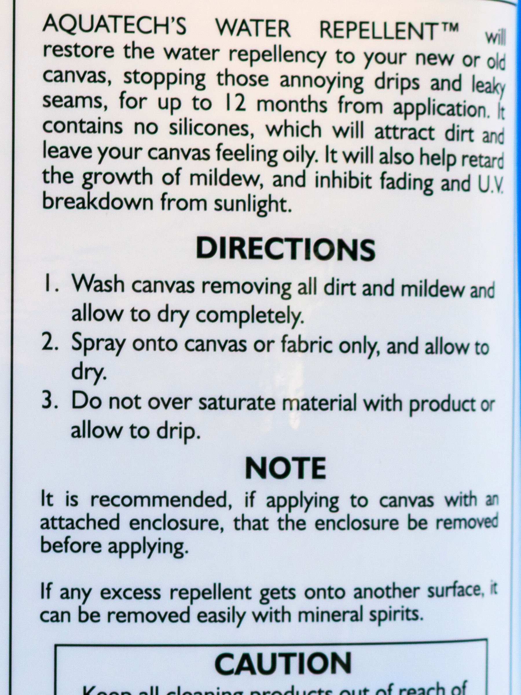 Boat Water Repellent Directions